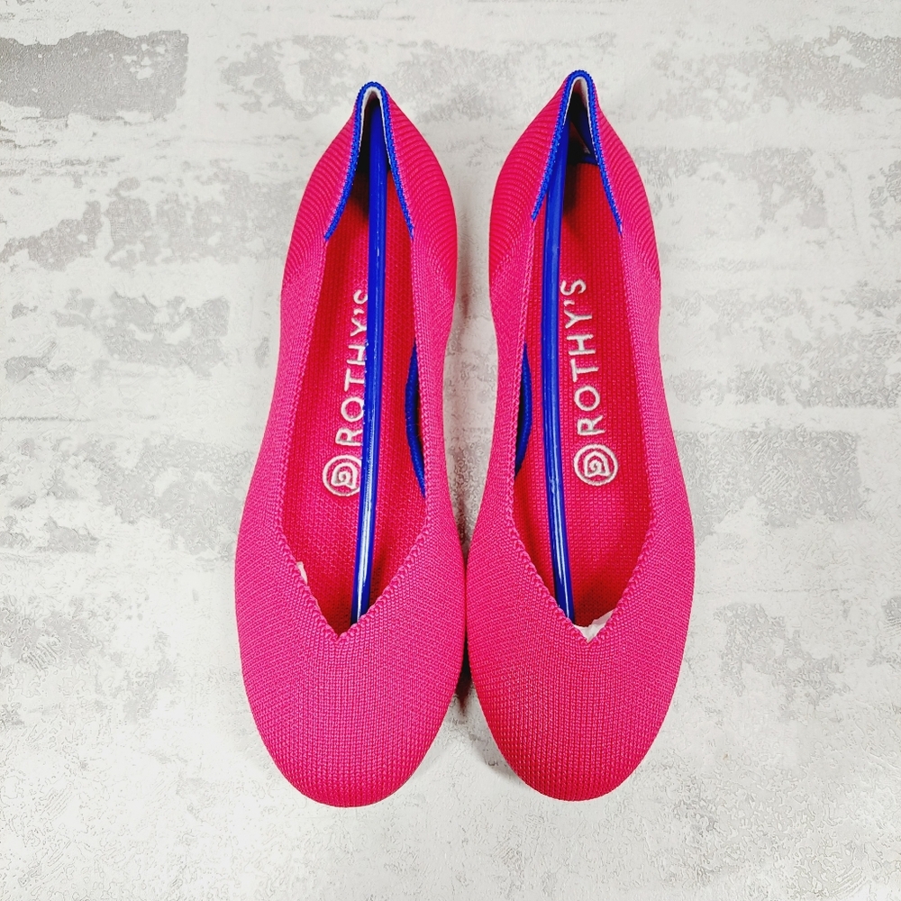 New Rothy's The Flat Fucsia Pink Knit Round Toe Slip On Loafers W756 - Picture 5 of 8